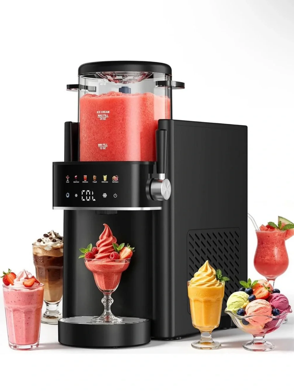 2-in-1 Black Frozen Dessert Maker - Soft Serve & Slush Machine